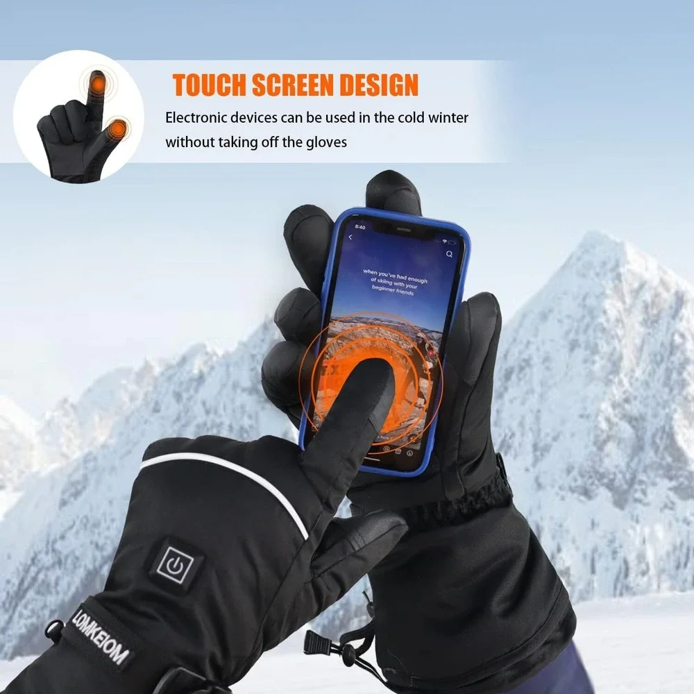 LOMKEIOM Heated Gloves for Men Women, 5V 4000 mAh Rechargeable Battery